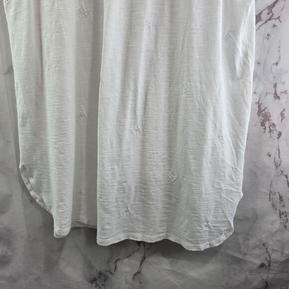 J Jill Tank Top Womens Large Tall White Tank Button Up Tonal Embroidered Tunic - Picture 7 of 10